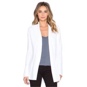 Vince White Long Cotton Drape Open Front Ribbed Cardigan Sweater Size XL